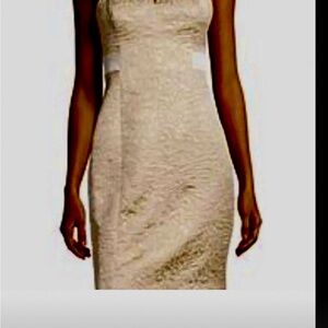Halston Heritage dress 8, Sleeveless Cream brocade beautiful Sheath cocktail
